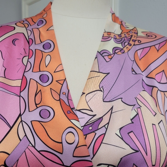 Lalipop Design Drape Satin Double Breasted Abstract Blouse Size S - Picture 3 of 10